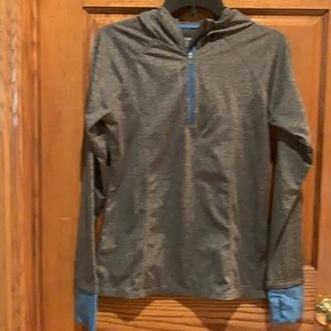 Reebok 1/4 zip pullover, grey and blue . Size M